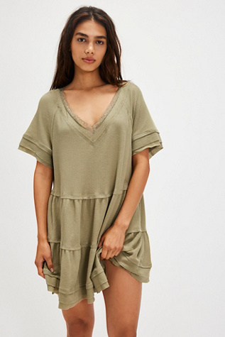 Fresh Take Nightie by Intimately at Free People in Gray Green, Size: Small