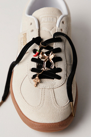 Shoe Lace & Charm Set At Free People In Black Velvet