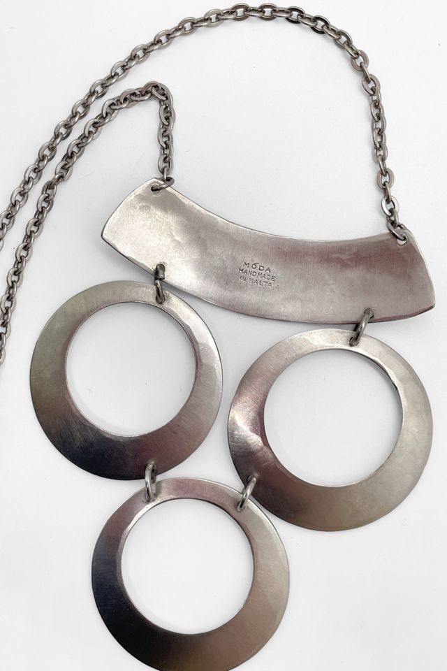 Modernist Vintage Silver-Tone Disc Necklace Selected by MARMALADE #2