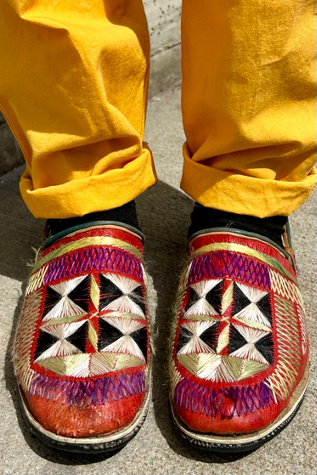 Vintage Leather Embroidered Shoes Selected by Nomad Vintage