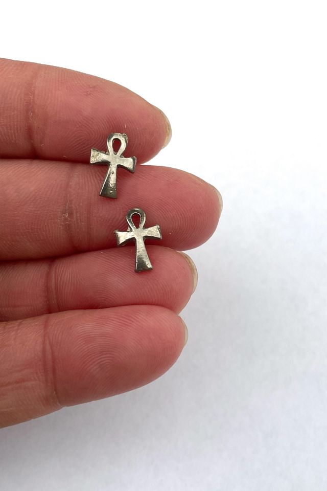 Tiny Vintage Silver Ankh Symbol Earrings Selected By Ankh By Racquel Vintage #2