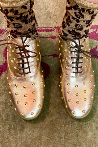 Gold studded shoes on sale