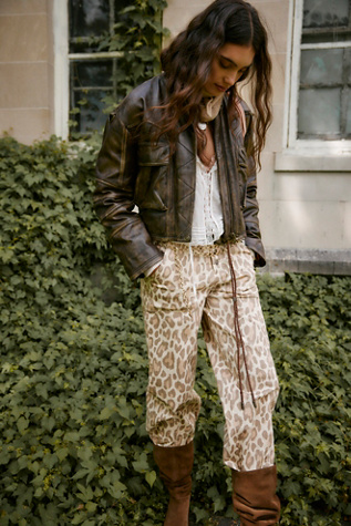 We The Free Jordy Leopard High-Rise Straight Pants at Free People in Leopard Land, Size: US 4