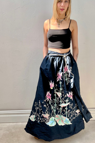 Vintage Hand Painted Taffeta Ballgown Skirt Selected by Anna Corinna