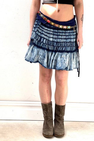 Anna Corinna Reworked Vintage Hand Pleated and Dyed Wrap Mini Skirt