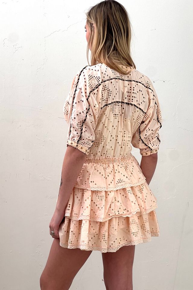 Vintage Peach Eyelet Mini Dress Selected by Anna Corinna #1
