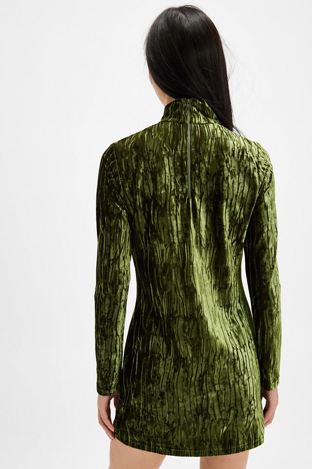Green velvet turtleneck dress sale