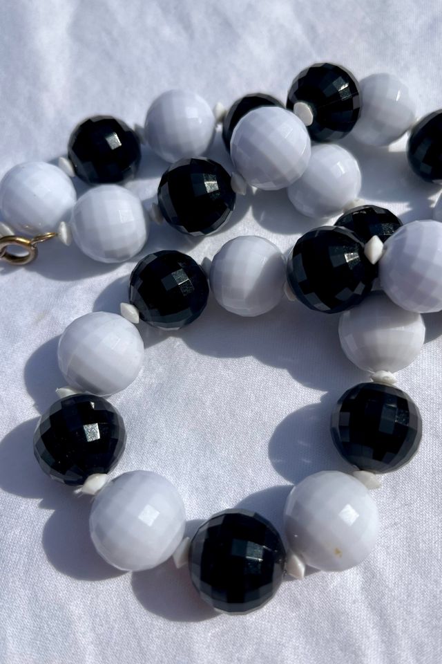 Black and White Beaded Necklace Selected by Wax Plant #1