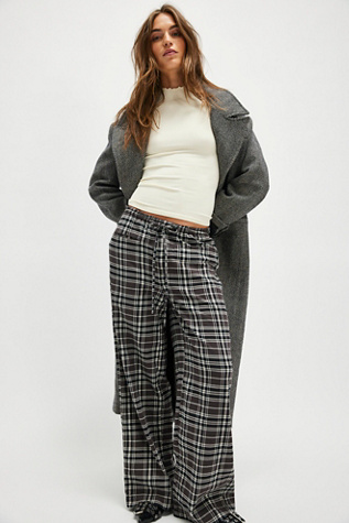 Hudson Canyon Plaid Pants at Free People in Charcoal Combo, Size: Medium