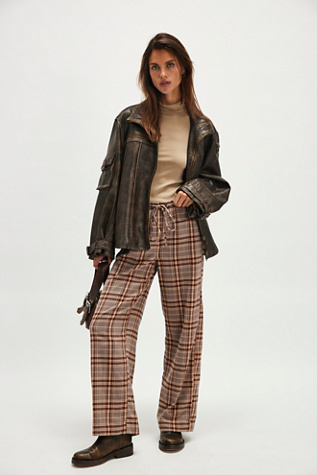 Hudson Canyon Plaid Pants at Free People in Neutral Combo, Size: Large