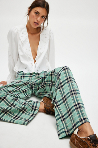 Hudson Canyon Plaid Pants at Free People in Green Combo, Size: Medium