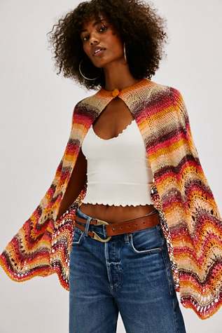 Anna Sui Ombre Hand Crochet Poncho Jacket at Free People in Rainbow