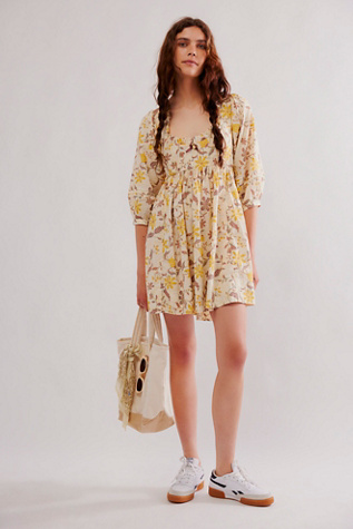 Lola Mini Dress at Free People in Banana Combo, Size: XL