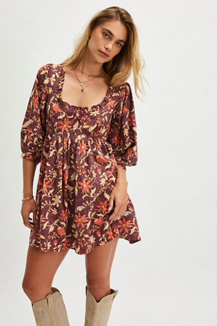 Lola Mini Dress at Free People in Mocha Combo, Size: XL