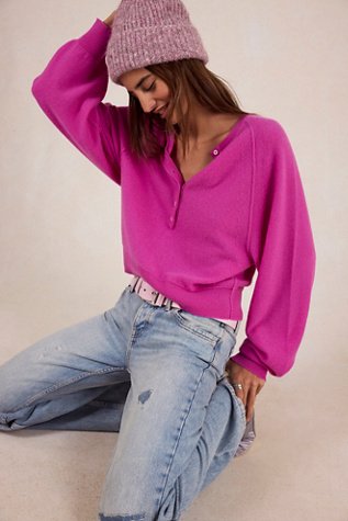 Porta Cashmere Henley Sweater at Free People in Charm, Size: XS