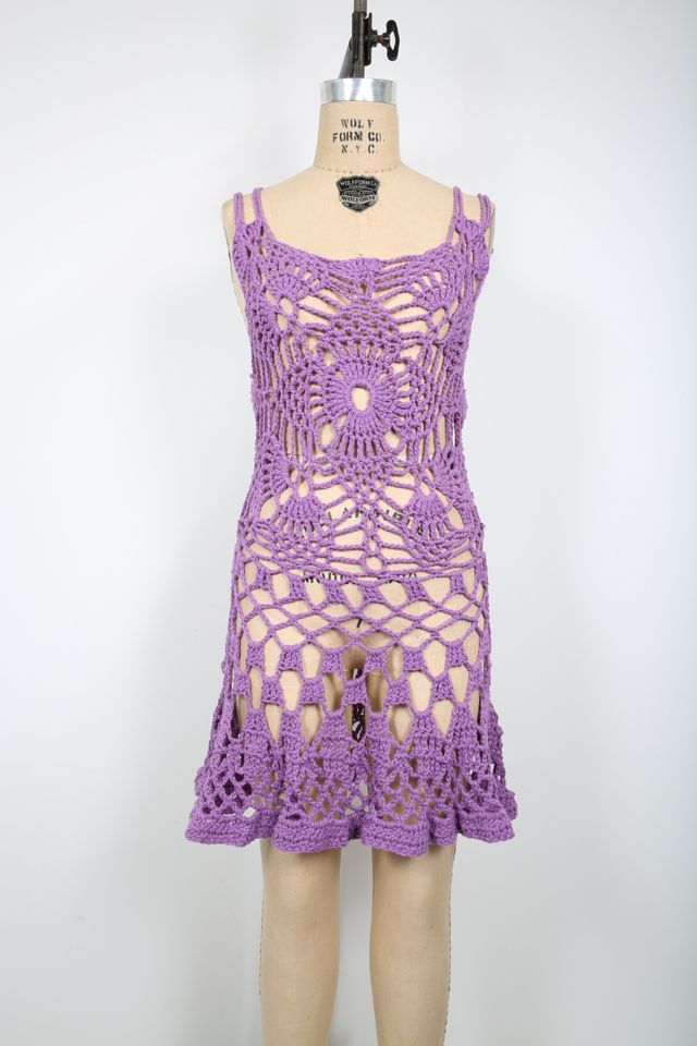 New Free People ONE Karma Lace Mini crochet Dress size online XS Purple LAVENDER Easter