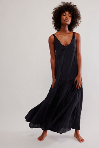 Everything And More Maxi Slip by Intimately at Free People in Black Combo, Size: Medium