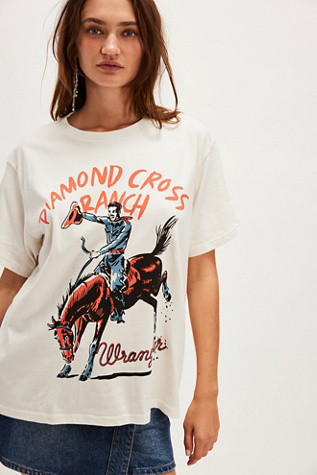 Wrangler X Diamond Cross Ranch Rodeo Tee At Free People In Marshmallow, Size: XL