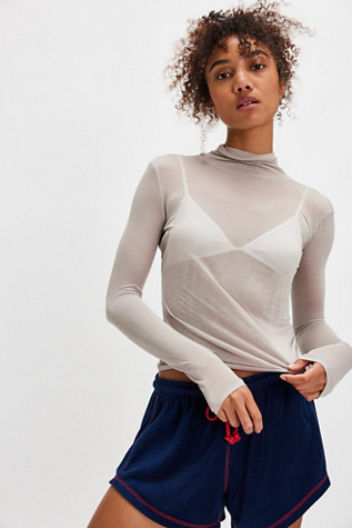 On Air Turtleneck Top by Intimately at Free People in Pumice Stone, Size: Large