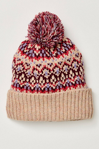 First Frost Fairisle Pom Pom Beanie at Free People in Ivory