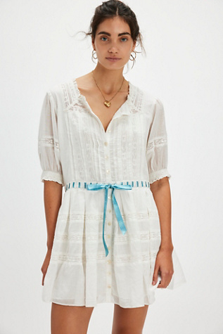 In The Garden Mini Dress at Free People in Ivory Combo, Size: Small