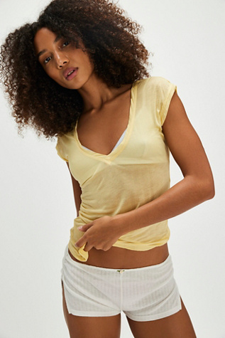 On Air V-Neck Tee by Intimately at Free People in Pineapple, Size: Large