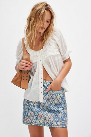 Darla Quilted Mini Skirt at Free People in Husky Combo/Tapestry, Size: US 8