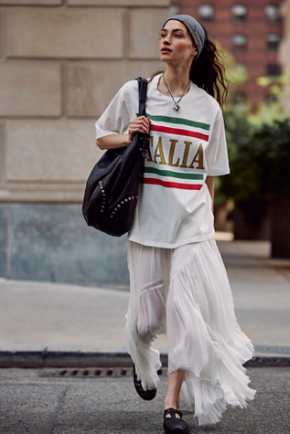 Italia Tee by Ragabond at Free People in Vintage White, Size: Small