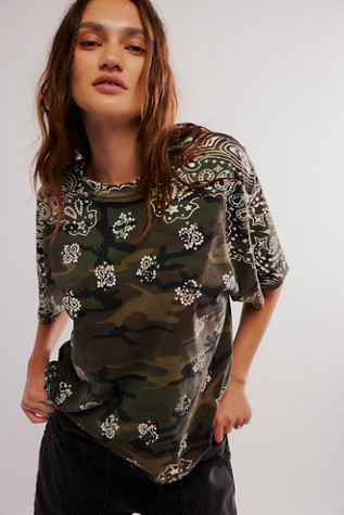 Bandana Tee by Ragabond at Free People in Camo, Size: Small