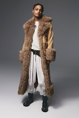 Talk Of The Town Coat Jacket At Free People In Camel Combo, Size: Small