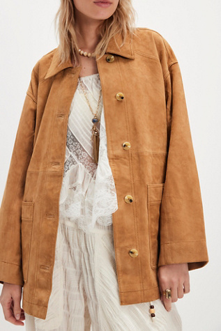 Annalise Suede Jacket by Free People in Brown, Size: M