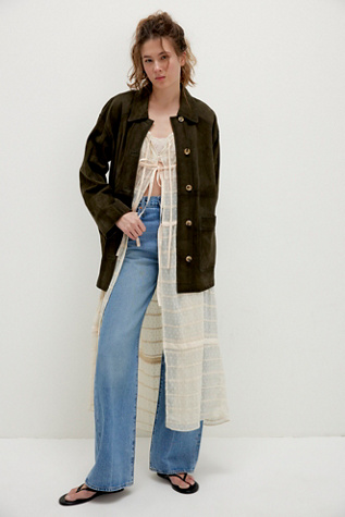 Annalise Suede Jacket at Free People in Green, Size: M