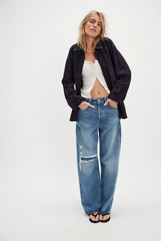 Annalise Suede Jacket at Free People in Navy, Size: Large