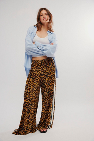 Norma Kamali Elephant Leopard Boyfriend Pants at Free People in Golden Leopard, Size: XS