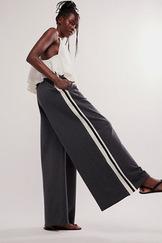 Norma Kamali Boyfriend Elephant Side Stripe Trousers at Free People in Dark Heather Grey, Size: Medium