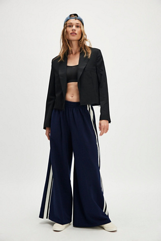 Norma Kamali Boyfriend Elephant Side Stripe Trousers at Free People in True Navy, Size: Small