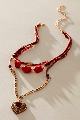 High Tide Layered Necklace At Free People In Fire Red