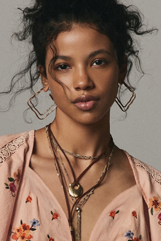 Shelby Square Hoops at Free People in Gold