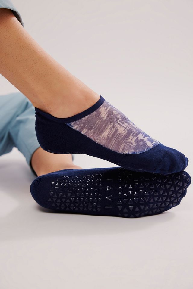 Chaussettes Antidérapantes Toile Tropicale Marine #1