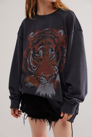 Wrangler Tiger Sweatshirt at Free People in Jet Black, Size: Medium