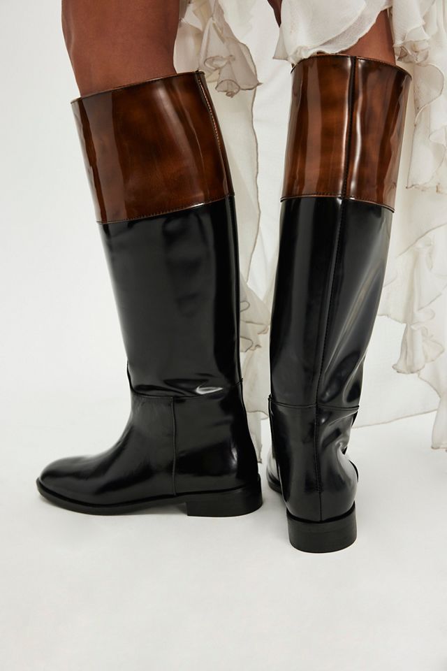 Two toned riding boots black and brown top