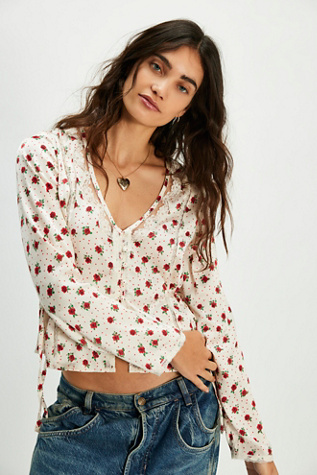 Field Of Roses Top at Free People in Ivory Combo, Size: XS