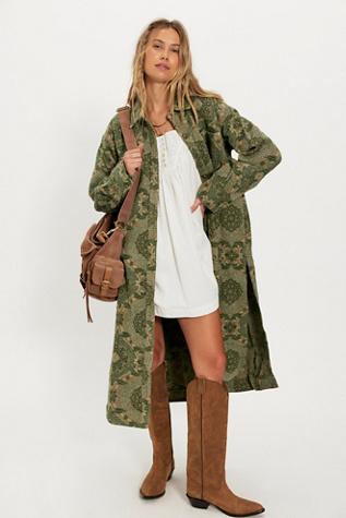 We The Free Brick Lane Jacquard Maxi Shirt Jacket