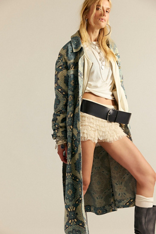 Veste chemise longue jacquard Brick Lane We The Free en Blue Combo, pour femme chez Free People