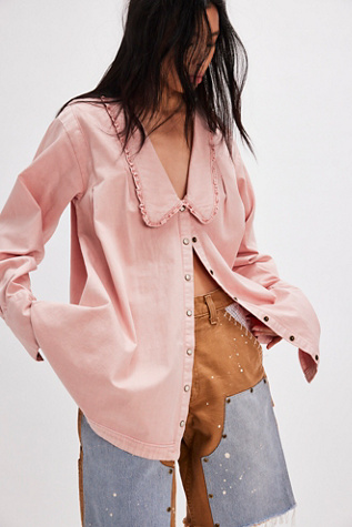 Charlie Denim Shirt at Free People in Baby Pink Wash, Size: Small