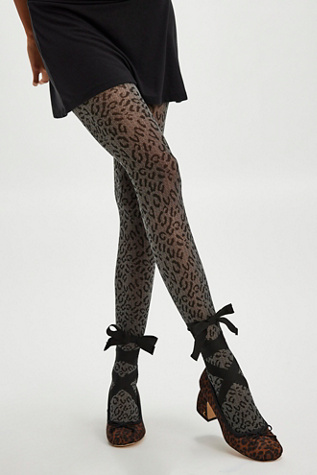 Animal Instinct Tights by Hansel From Basel at Free People in Snow Leopard