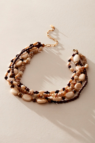 With A Twist Beaded Choker at Free People in Natural