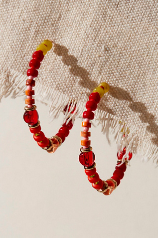 Panama Beaded Hoops at Free People in Desert