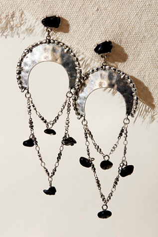 Miriam Dangle Earrings at Free People in Silver/Onyx