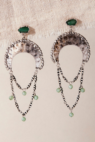 Miriam Dangle Earrings at Free People in Silver/Jade